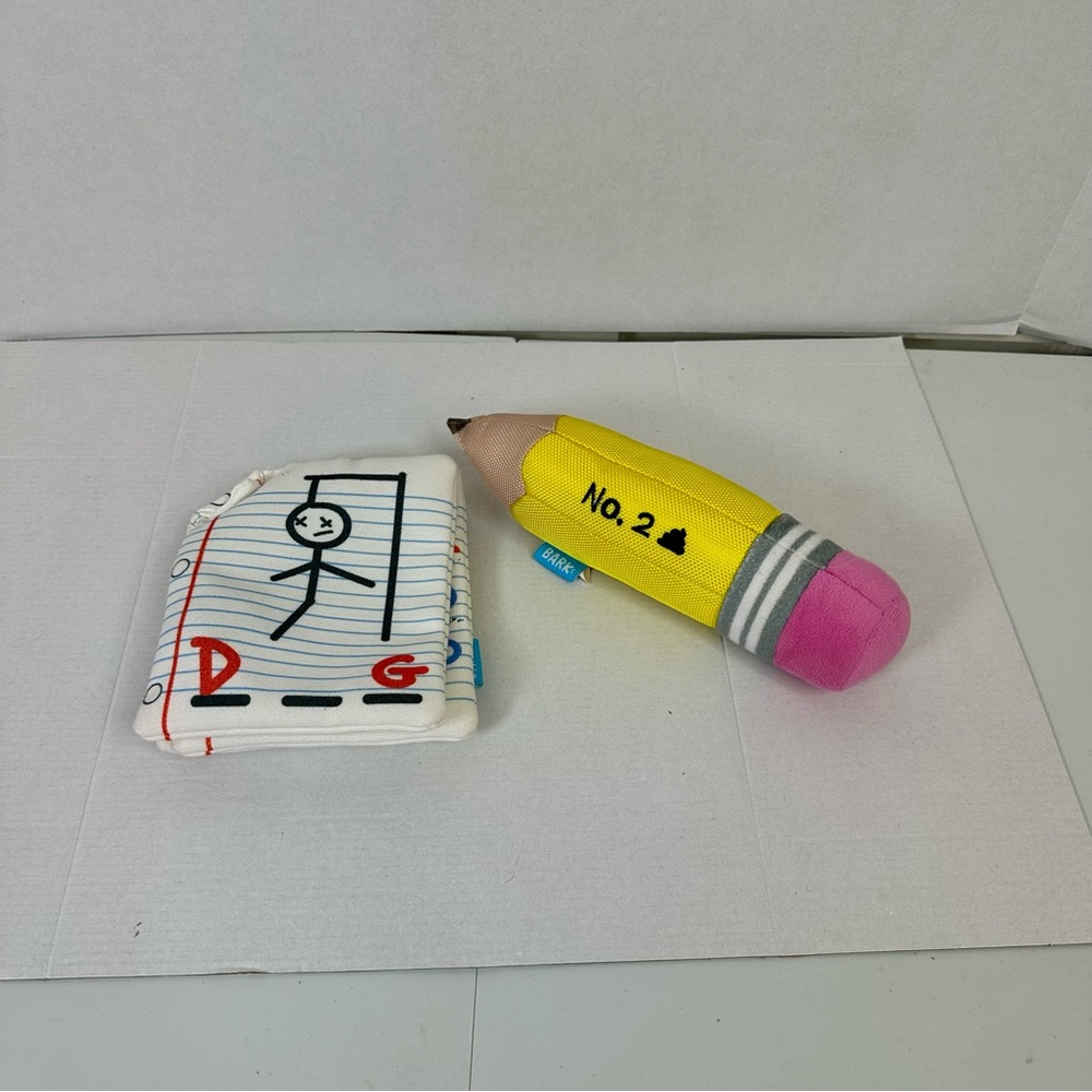 Barkbox Dog Toys - Pencil And Notebook - Hangman, Tic Tac Toe - Plush Chew Toy